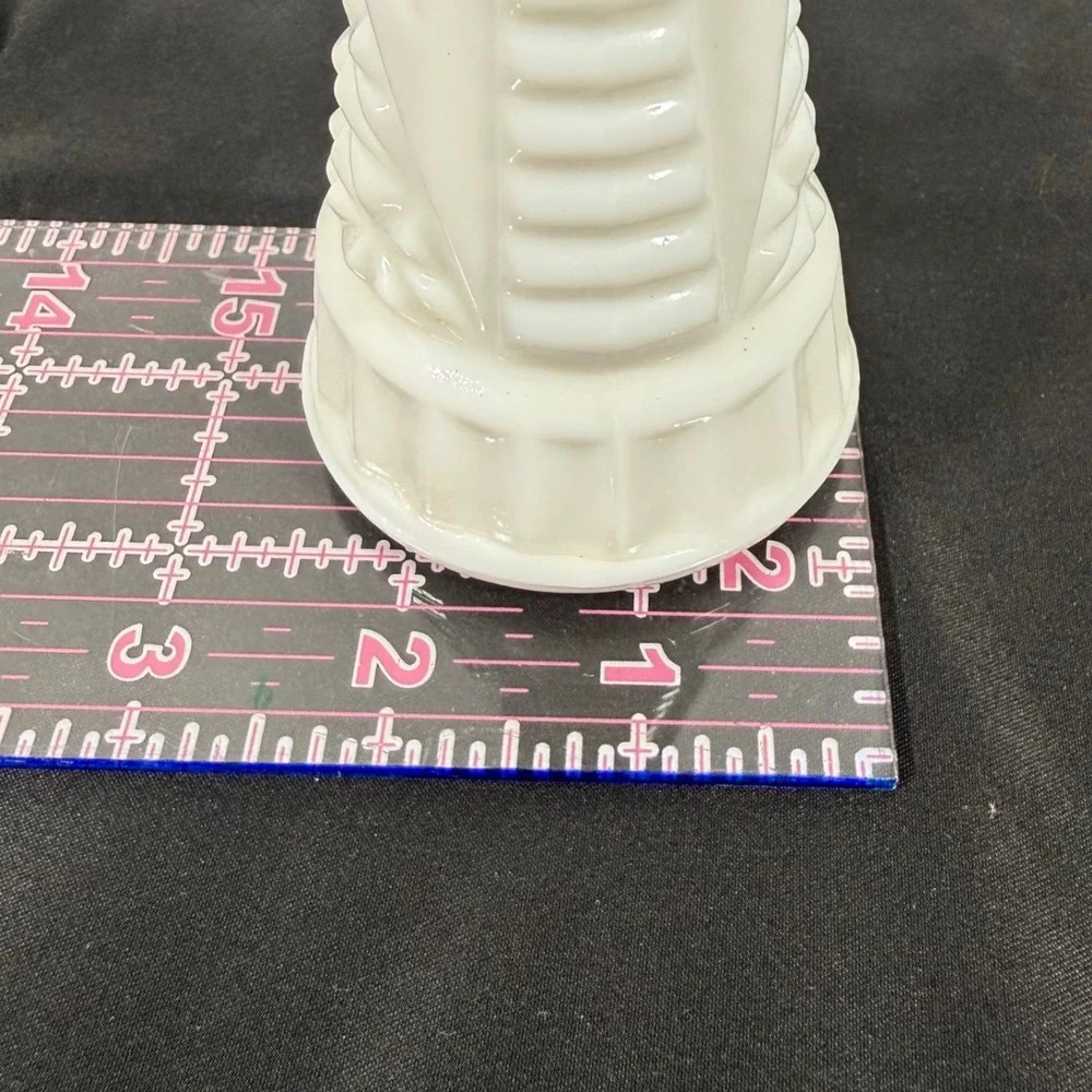 Milk Glass Bud Vase 6in White Embossed Star Ribbed Scalloped